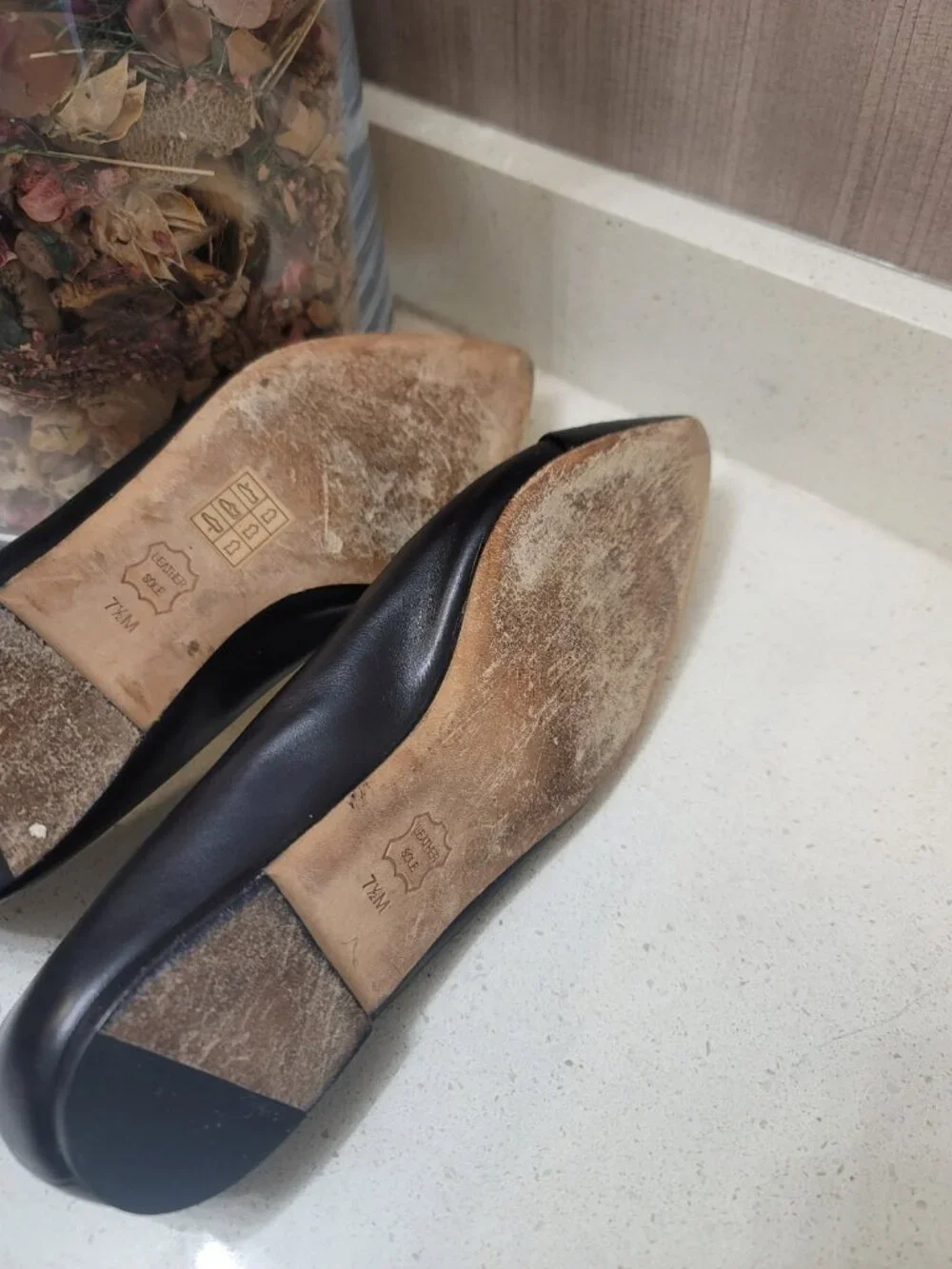 Tory Burch Penelope Pointed Toe Leather Flats Black Size 7.5 M